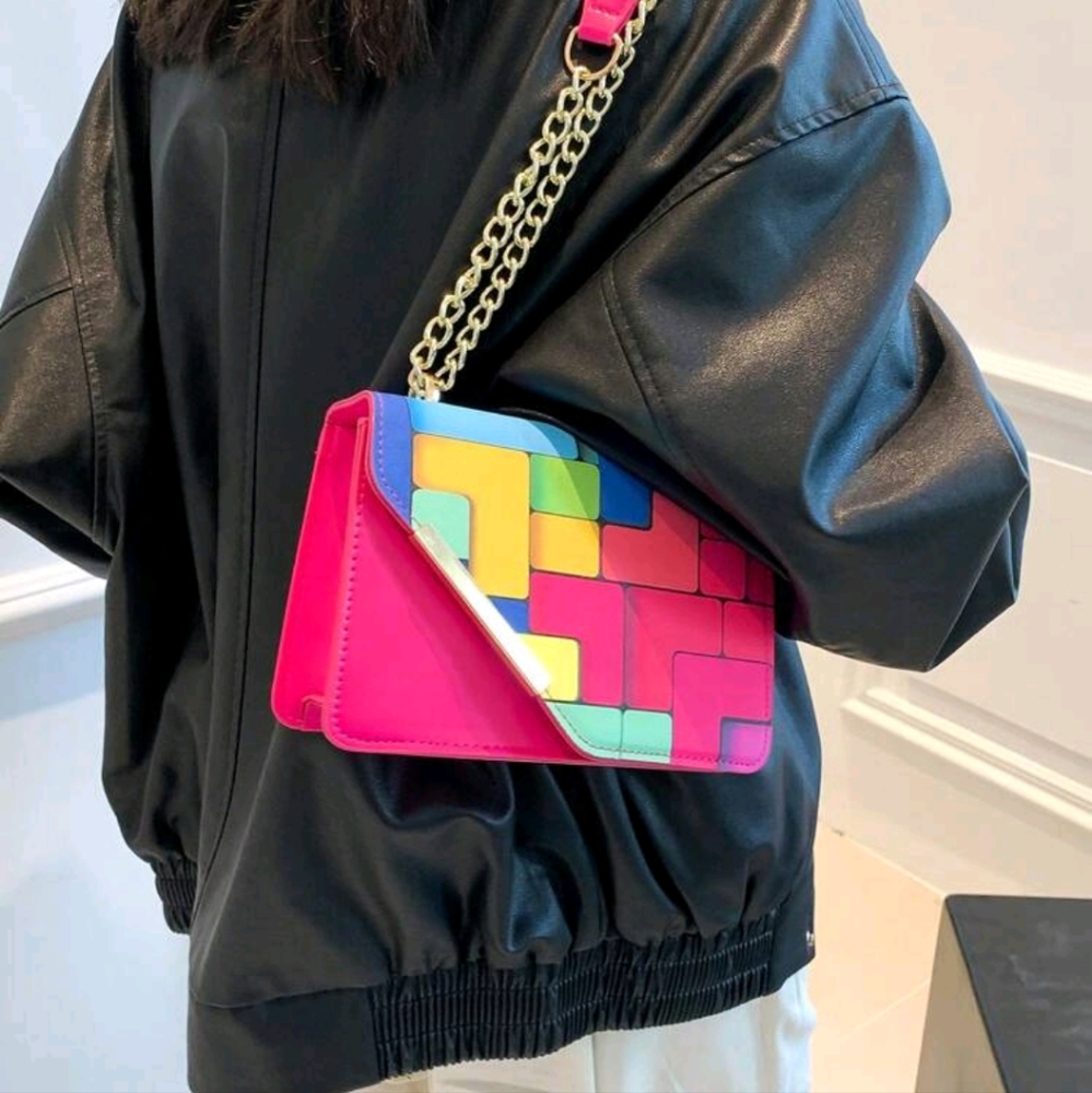 "Color Block" Purse (Pink) - Picture 2 of 2